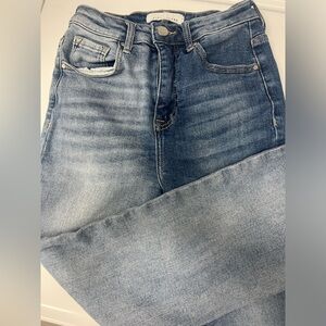 Risen straight leg jeans